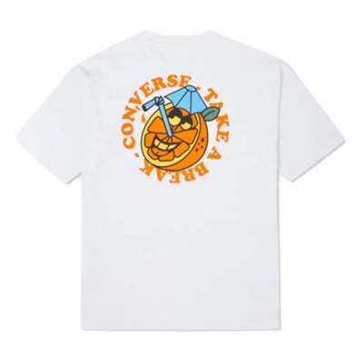 CONVERSE Men's Converse Cartoon Pattern Printing Loose Round Neck Short Sleeve White