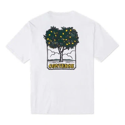 CONVERSE Men's Converse Cartoon Printing Loose Sports Round Neck Short Sleeve White