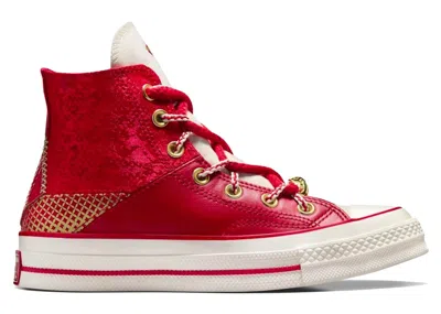 CONVERSE MEN'S CONVERSE CHUCK 70 HI LUNAR NEW YEAR SNAKESKIN SNEAKERS IN ENAMEL RED/EGRET/DAYS AHEAD