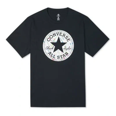 CONVERSE Men's Converse Chuck Pattern Round Neck Casual Sports Breathable Short Sleeve Black