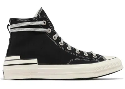 CONVERSE MEN'S CONVERSE CHUCK TAYLOR ALL STAR 70 HACKED HEEL HI SNEAKERS IN BLACK/DARK MOTH/EGRET