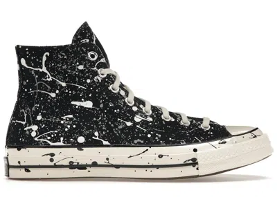 CONVERSE MEN'S CONVERSE CHUCK TAYLOR ALL STAR 70 HI ARCHIVE PAINT SPLATTER WHITE SNEAKERS IN BLACK/ASH STONE/
