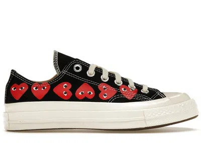 CONVERSE MEN'S CONVERSE CHUCK TAYLOR ALL STAR 70 OX COMME DES GARCONS PLAY HEART SNEAKERS IN BLACK/RED/EGRET