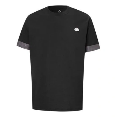 CONVERSE Men's Converse City Short Sleeve Tee Cuff Contrasting Colors Sports Round Neck Black