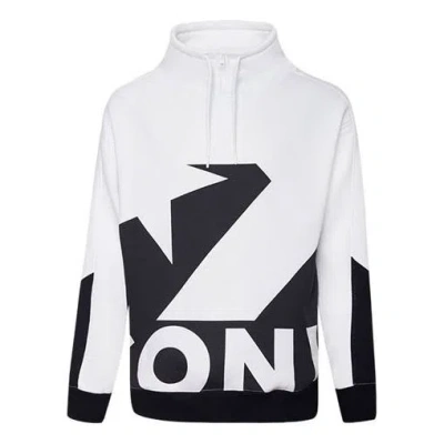 CONVERSE Men's Converse Contrasting Colors Logo Stand Collar Sports Pullover White