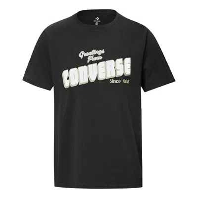 CONVERSE Men's Converse Loose Alphabet Printing Short Sleeve Casual Black