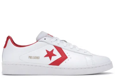 CONVERSE MEN'S CONVERSE PRO LEATHER OX RED SNEAKERS IN WHITE/UNIVERSITY RED