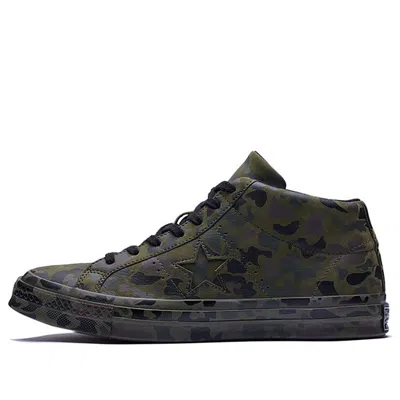 CONVERSE Converse One Star Retro Mid Tops Skateboarding Shoes Unisex Camouflage Green