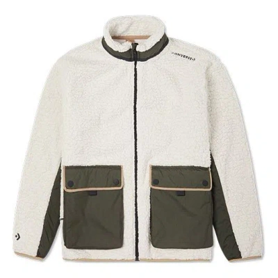 CONVERSE Converse Retro Contrast Color Stitching lamb's wool Jacket White