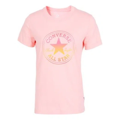 CONVERSE (WMNS) Converse Alphabet Pattern Printing Round Neck Short Sleeve Pink