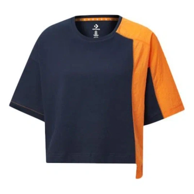 CONVERSE (WMNS) Converse Capsule Series Splicing Contrasting Colors Round Neck Short Sleeve Blue