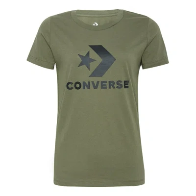 CONVERSE (WMNS) Converse Classic Logo Printing Short Sleeve Grass Green