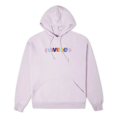 CONVERSE (WMNS) Converse Contrasting Colors Alphabet Embroidered Knit Hoodie Purple