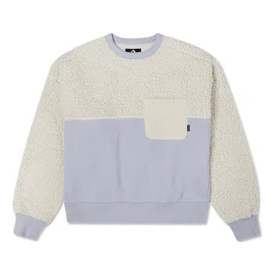 CONVERSE (WMNS) Converse Splicing Lamb's Wool Round Neck Pullover Milk White Hoodie