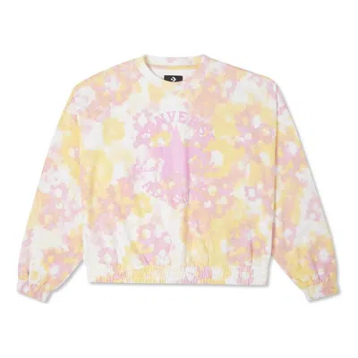 CONVERSE (WMNS) Converse Washed Floral Cotton Crew Neck Shirt 'Pink'