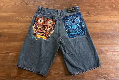 COOGI X VINTAGE Y2K’S COOGI TRIBAL EMBROIDERY LONG WIDE JEAN SHORTS