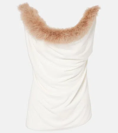 COPERNI BOA FEATHER-TRIMMED JERSEY TOP