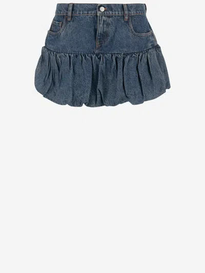 COPERNI DENIM MINISKIRT WITH RUCHING BOTTOM