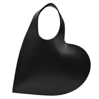 COPERNI HEART TOTE BAG IN BLACK LEATHER