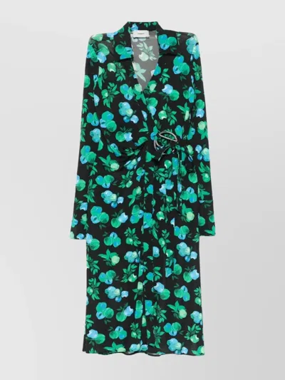 COPERNI KNEE LENGTH WRAP DRESS WITH FLORAL PATTERN