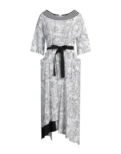 CORINNA CAON CORINNA CAON WOMAN MIDI DRESS WHITE SIZE M COTTON, NYLON, ELASTANE