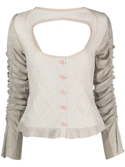 CORMIO ELENA DRAPED-SLEEVE CARDIGAN