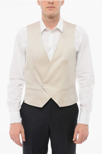 CORNELIANI Embroidered Silk Double-Breasted Waistcoat with Besom Pocket