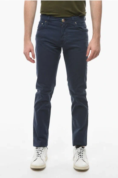 CORNELIANI ID LUXURY DENIM Embroidered Denim Trousers with Logo Patch 1