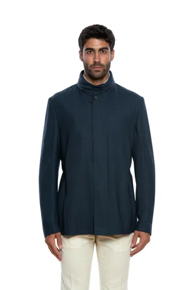 CORNELIANI CORNELIANI MANTEL REISE JACKE OUTWEARLINIE BLAU DELIGHT WOLLE SAVOR 40 US / 50