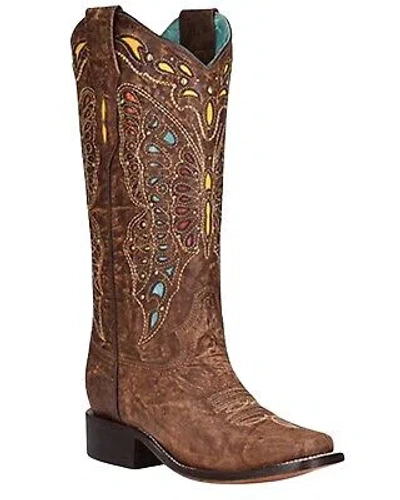 CORRAL BOOTS CORRAL WOMEN'S BUTTERFLY STUDDED INLAY WESTERN BOOT - SQUARE TOE - A4207
