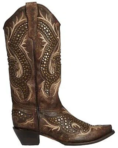 CORRAL BOOTS CORRAL WOMEN'S EMBROIDERY AND STUDS WESTERN BOOT - SNIP TOE - C3794