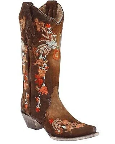 CORRAL BOOTS CORRAL WOMEN'S FLORAL EMBROIDERED LAMB WESTERN BOOT - SNIP TOE - A3597
