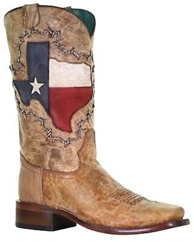 CORRAL BOOTS CORRAL WOMEN'S TEXAS FLAG SHAFT WESTERN BOOT - BROAD SQUARE TOE - A4103