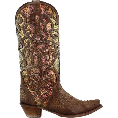 CORRAL BOOTS CORRAL BOOTS GLITTER SNIP TOE COWBOY WOMENS SIZE 7 B DRESS BOOTS C3467