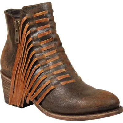 CORRAL WOMEN'S FRINGE J TOE ANKLE BOOT IN BROWN