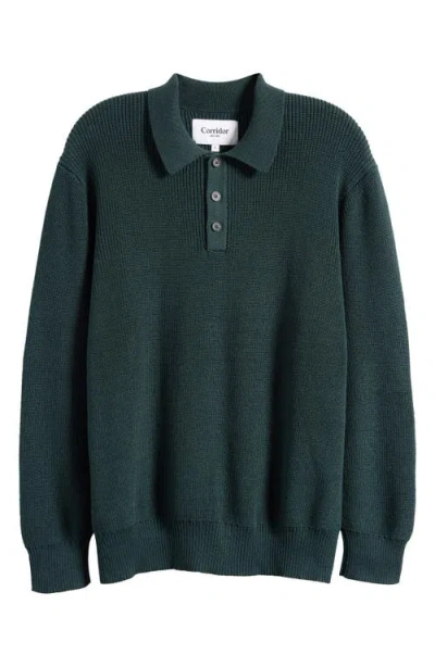 CORRIDOR CORRIDOR SLOUCHY COTTON POLO SWEATER