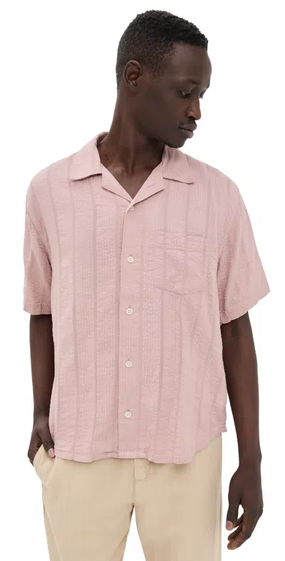 CORRIDOR STRIPED SEERSUCKER SHORT SLEEVE SHIRT PINK