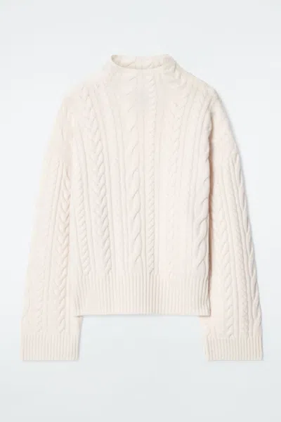 COS CABLE-KNIT WOOL FUNNEL-NECK JUMPER
