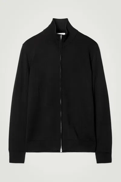 COS FUNNEL-NECK MERINO WOOL ZIP-UP CARDIGAN