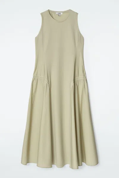 COS PANELLED GATHERED-SIDE MIDI DRESS