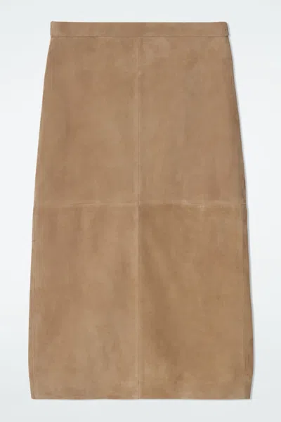 COS PANELLED SUEDE DRAWSTRING MIDI SKIRT