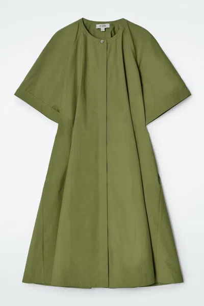 COS RAGLAN-SLEEVE COTTON MIDI DRESS