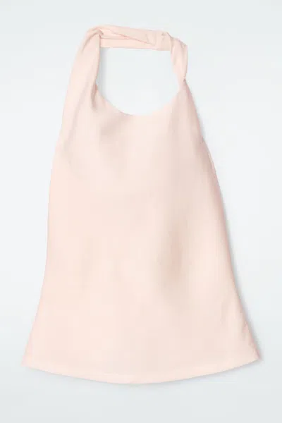 COS TWIST-DETAIL LINEN-BLEND TOP IN ORANGE