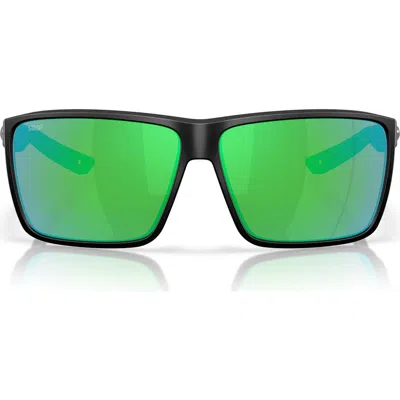 COSTA DEL MAR COSTA DEL MAR RINCON II 64MM MIRRORED POLARIZED OVERSIZE RECTANGULAR SUNGLASSES