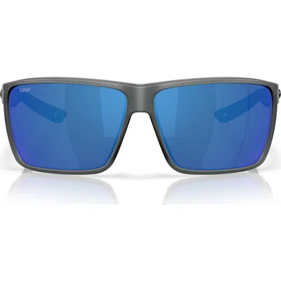 COSTA DEL MAR COSTA DEL MAR RINCON II 64MM MIRRORED POLARIZED OVERSIZE RECTANGULAR SUNGLASSES
