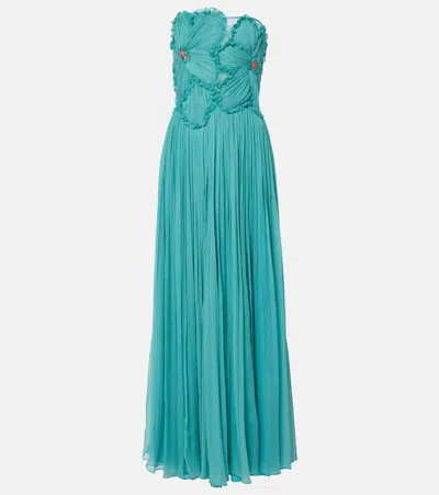 COSTARELLOS ADAMARIS EMBELLISHED SILK-BLEND CHIFFON GOWN