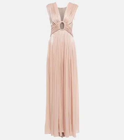 COSTARELLOS DRAPED SATIN GOWN