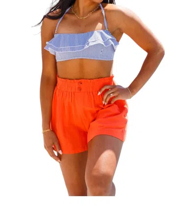 COTTON BLEU A LITTLE LAZY HIGH RISE SHORTS IN ORANGE