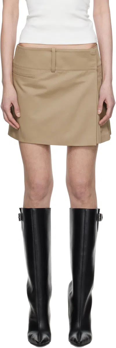 COURRÈGES BEIGE BELTED PLEATED MINISKIRT