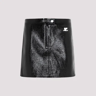 COURRÈGES WOMEN BLACK VINYL MINI SKIRT., 30 LUXURY SKIRTS FOR WOMEN DARVEYS